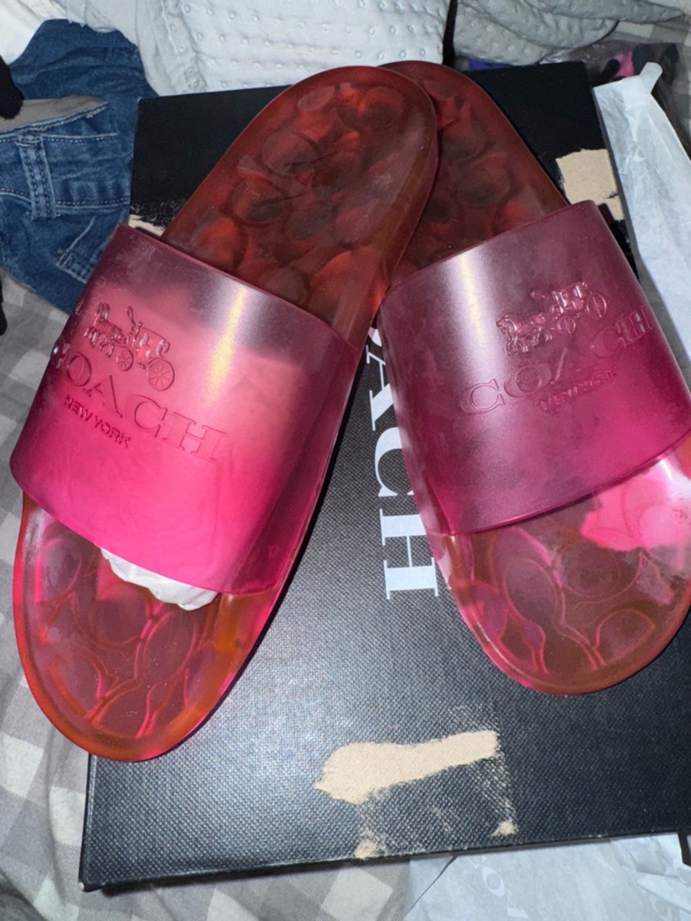 Coach Pink Jelly Slide Sandals New w/box size 8